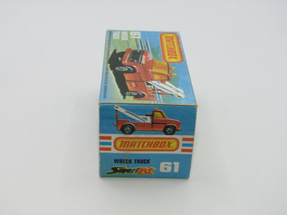 Matchbox Superfast 61B Wreck Truck Red, GREEN Booms, Red Hooks