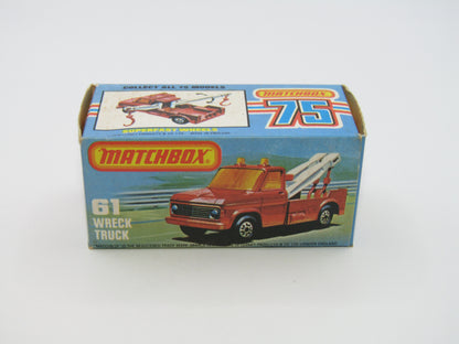 Matchbox Superfast 61B Wreck Truck Red, Red Boom, Red Hooks, GREY Base