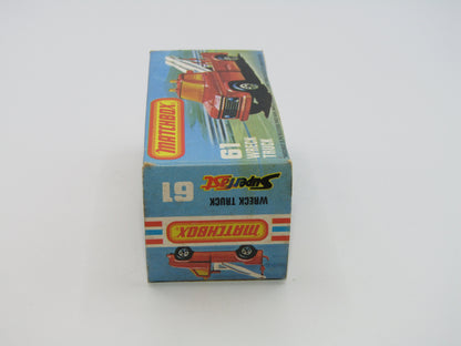 Matchbox Superfast 61B Wreck Truck Red, Red Boom, Red Hooks, GREY Base