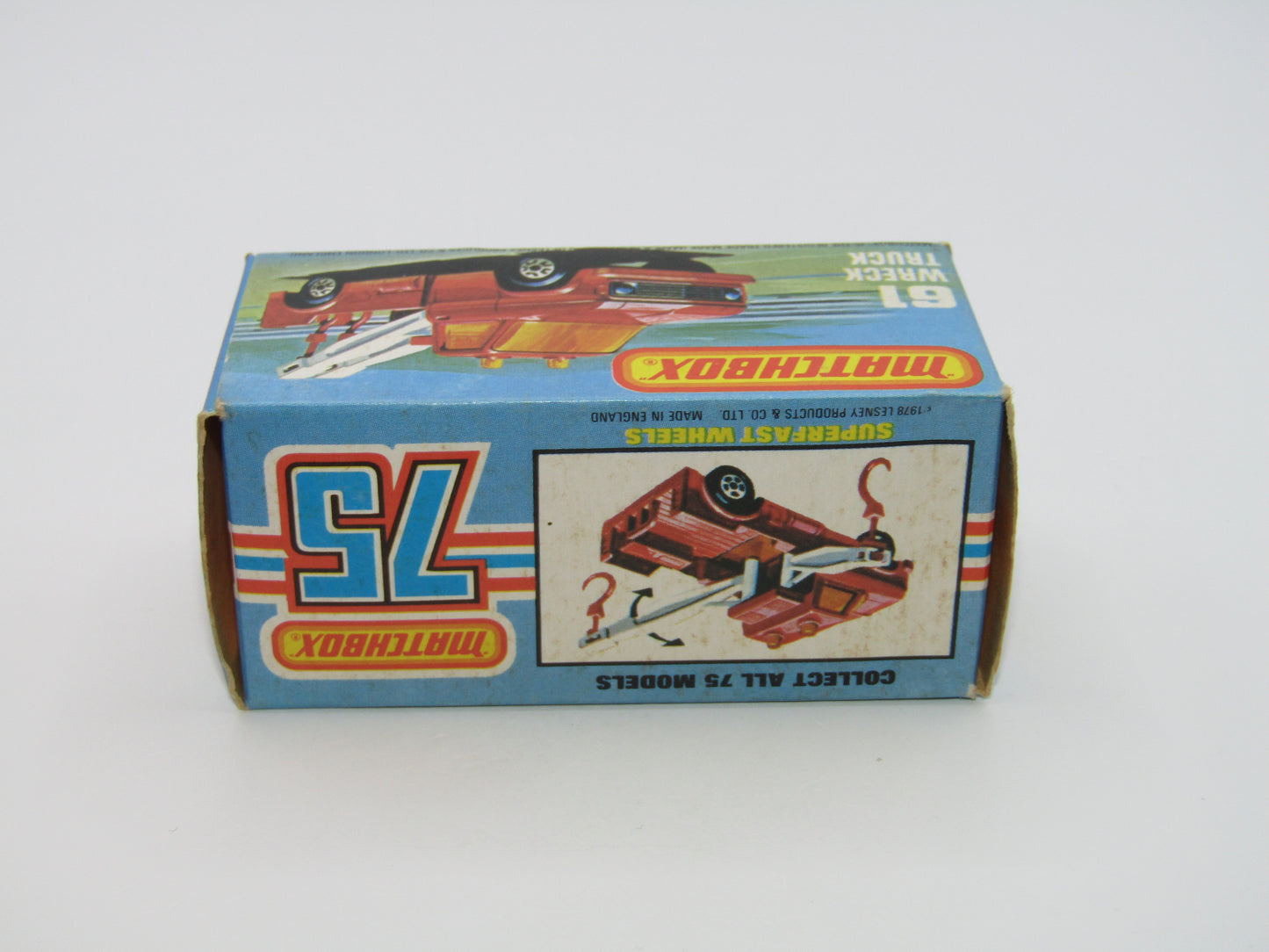 Matchbox Superfast 61B Wreck Truck Red, Red Boom, Red Hooks, GREY Base