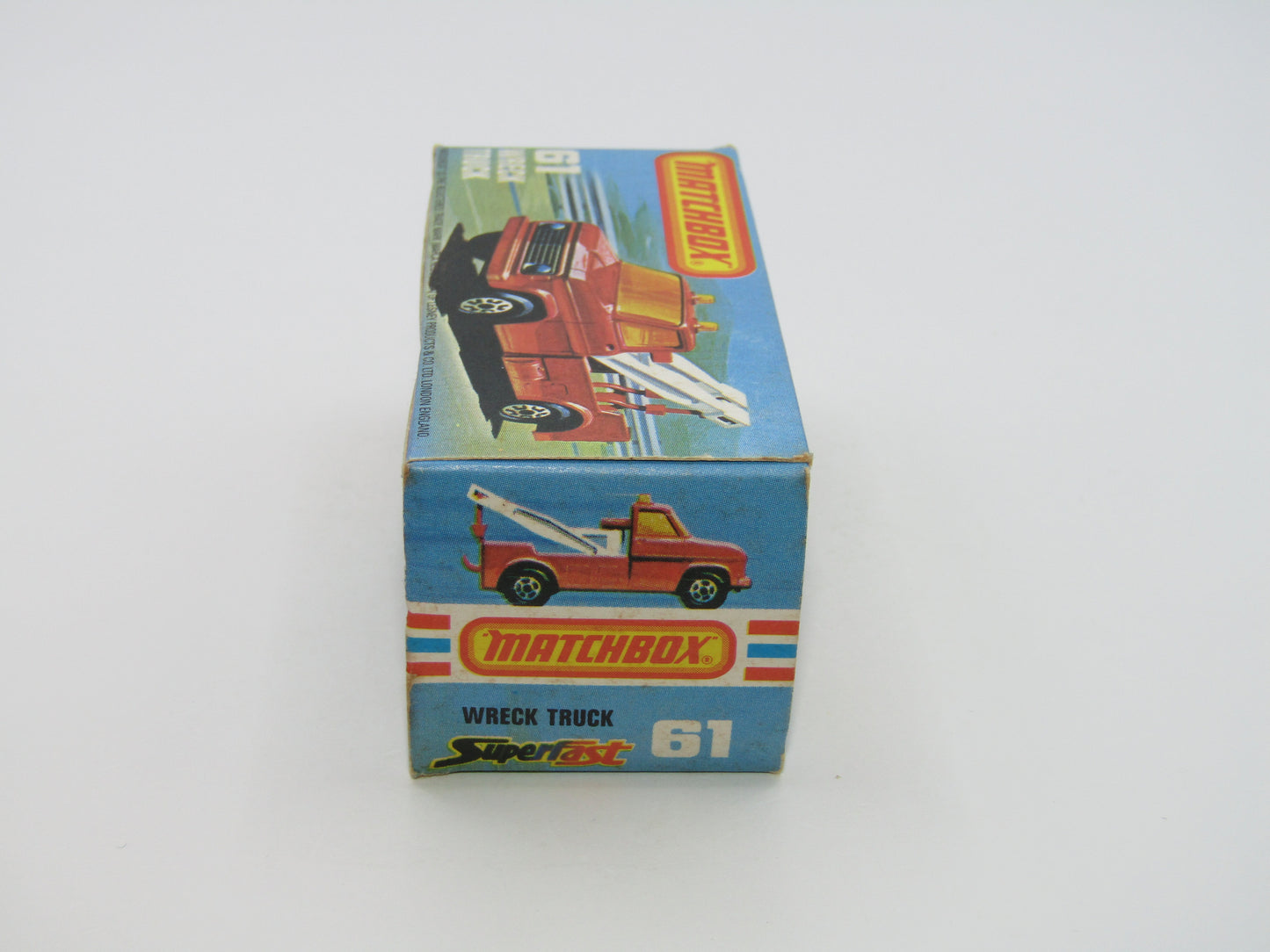 Matchbox Superfast 61B Wreck Truck Red, Red Boom, Red Hooks, GREY Base