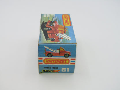 Matchbox Superfast 61B Wreck Truck Red, Red Boom, Red Hooks, GREY Base