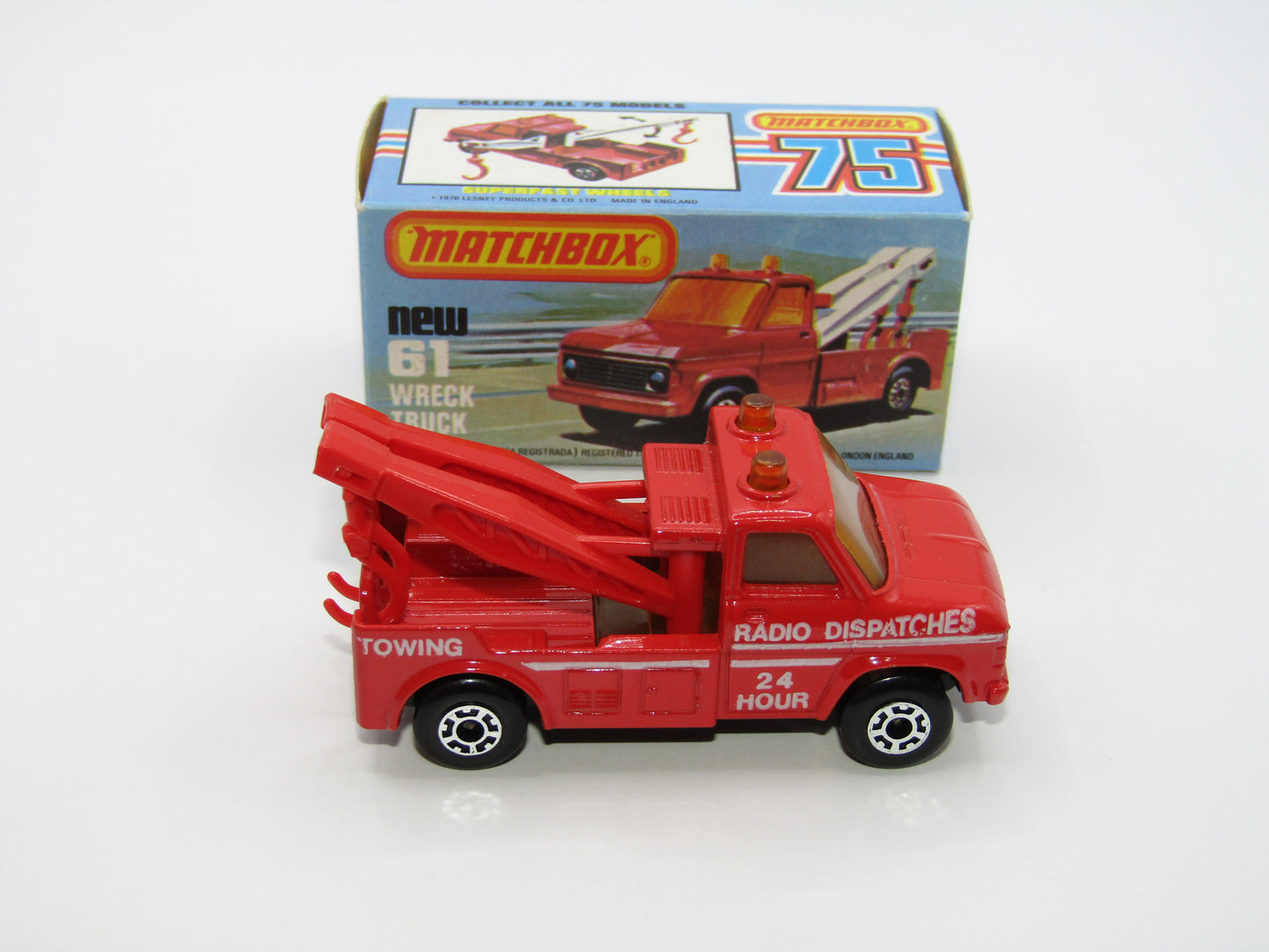 Matchbox Superfast 61B Wreck Truck Radio Dispatches RED BOOM, RED HOOK