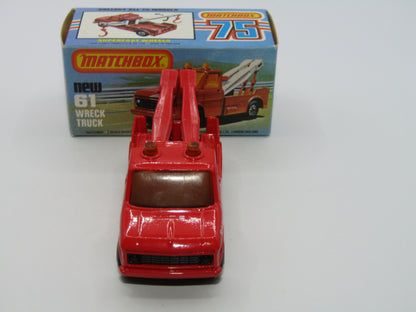 Matchbox Superfast 61B Wreck Truck Radio Dispatches RED BOOM, Black Hooks