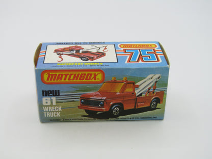 Matchbox Superfast 61B Wreck Truck Radio Dispatches RED BOOM, Black Hooks