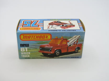 Matchbox Superfast 61B Wreck Truck Radio Dispatches RED BOOM, Black Hooks