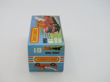 Matchbox Superfast 61B Wreck Truck Radio Dispatches RED BOOM, Black Hooks