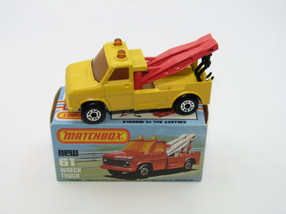 Matchbox Superfast 61B Wreck Truck Yellow CORAL PINK Booms UNPAINTED Base