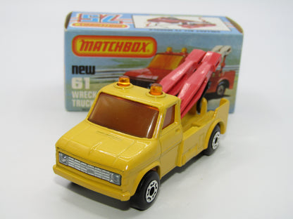 Matchbox Superfast 61B Wreck Truck Yellow CORAL PINK Booms UNPAINTED Base