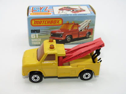 Matchbox Superfast 61B Wreck Truck Yellow CORAL PINK Booms UNPAINTED Base