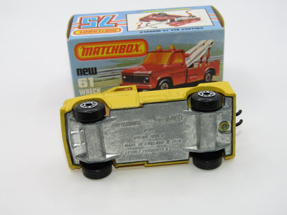 Matchbox Superfast 61B Wreck Truck Yellow CORAL PINK Booms UNPAINTED Base