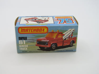 Matchbox Superfast 61B Wreck Truck Yellow CORAL PINK Booms UNPAINTED Base