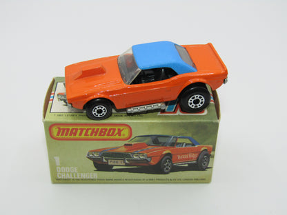 Matchbox Superfast 1D Dodge Challenger "Revin Rebel" Blue Roof NO TAMPO Silver Base