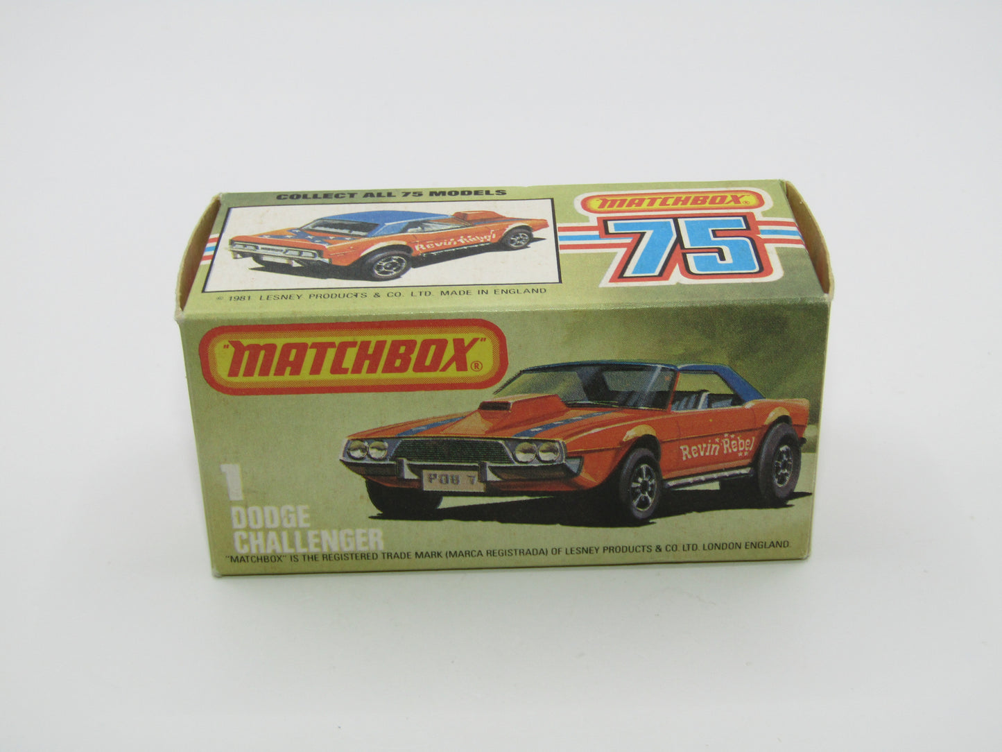Matchbox Superfast 1D Dodge Challenger "Revin Rebel" Blue Roof NO TAMPO Silver Base