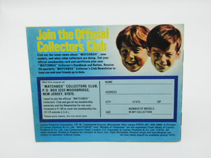 Matchbox 1973 Collectors Catalogue U.S.A Edition
