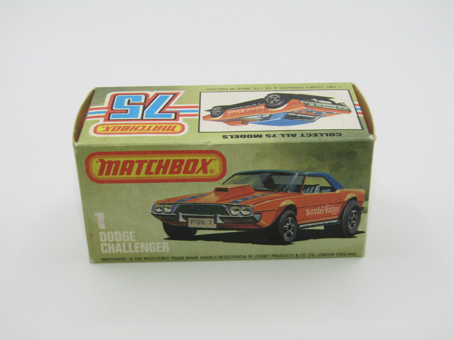 Matchbox Superfast 1D Dodge Challenger "Revin Rebel" Blue Roof NO TAMPO Silver Base