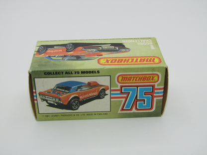 Matchbox Superfast 1D Dodge Challenger "Revin Rebel" Blue Roof NO TAMPO Silver Base