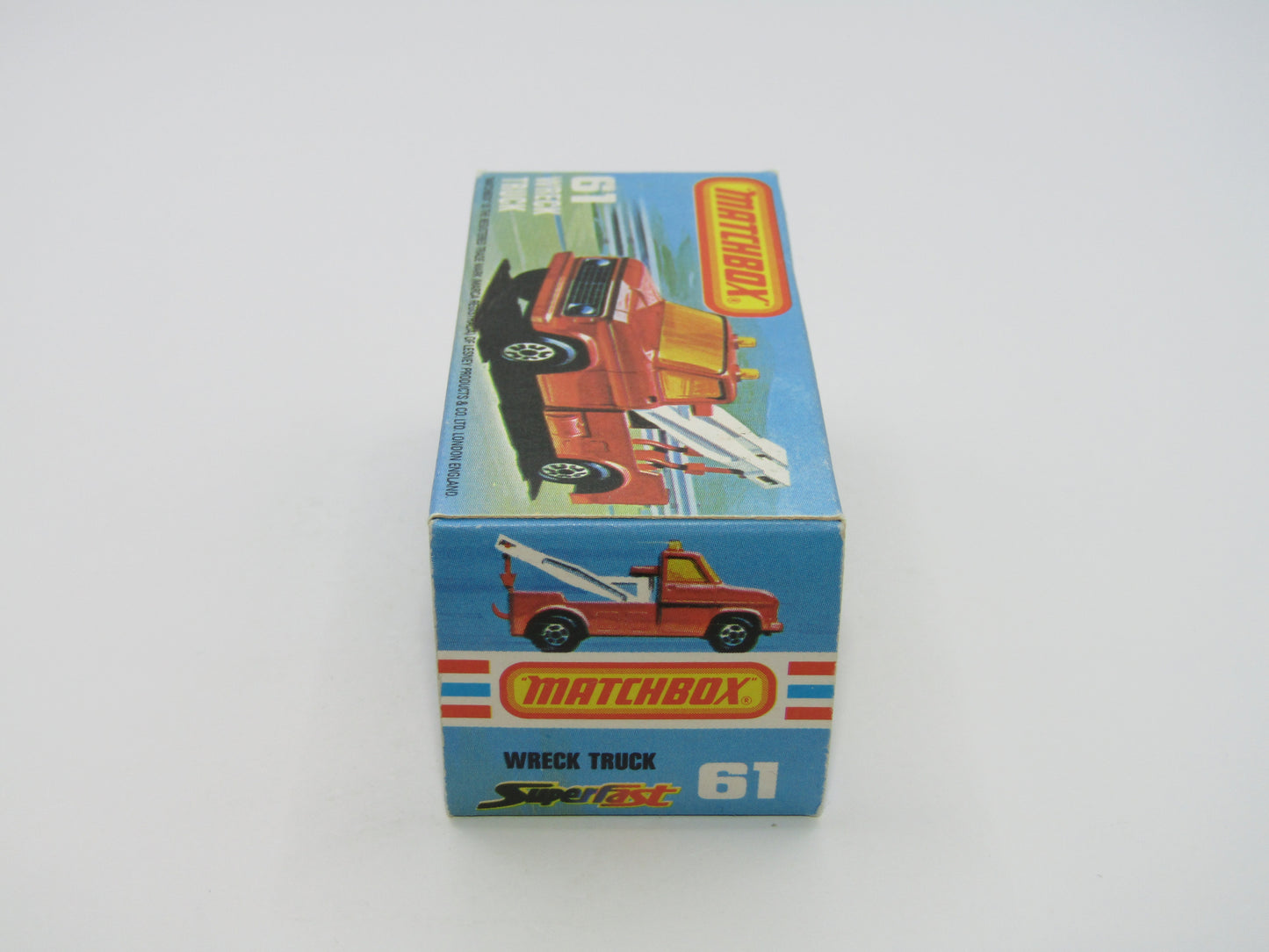 Matchbox Superfast 61B Wreck Truck LEMON YELLOW White Booms, BLACK Hooks