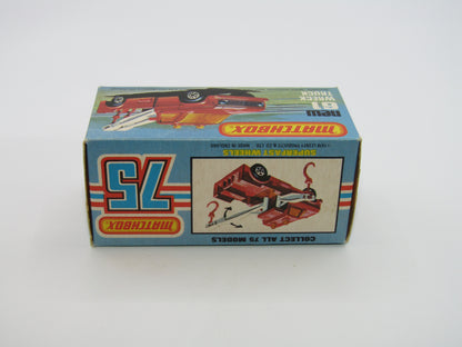 Matchbox Superfast 61B Wreck Truck VERY DARK YELLOW White Booms Red Hooks