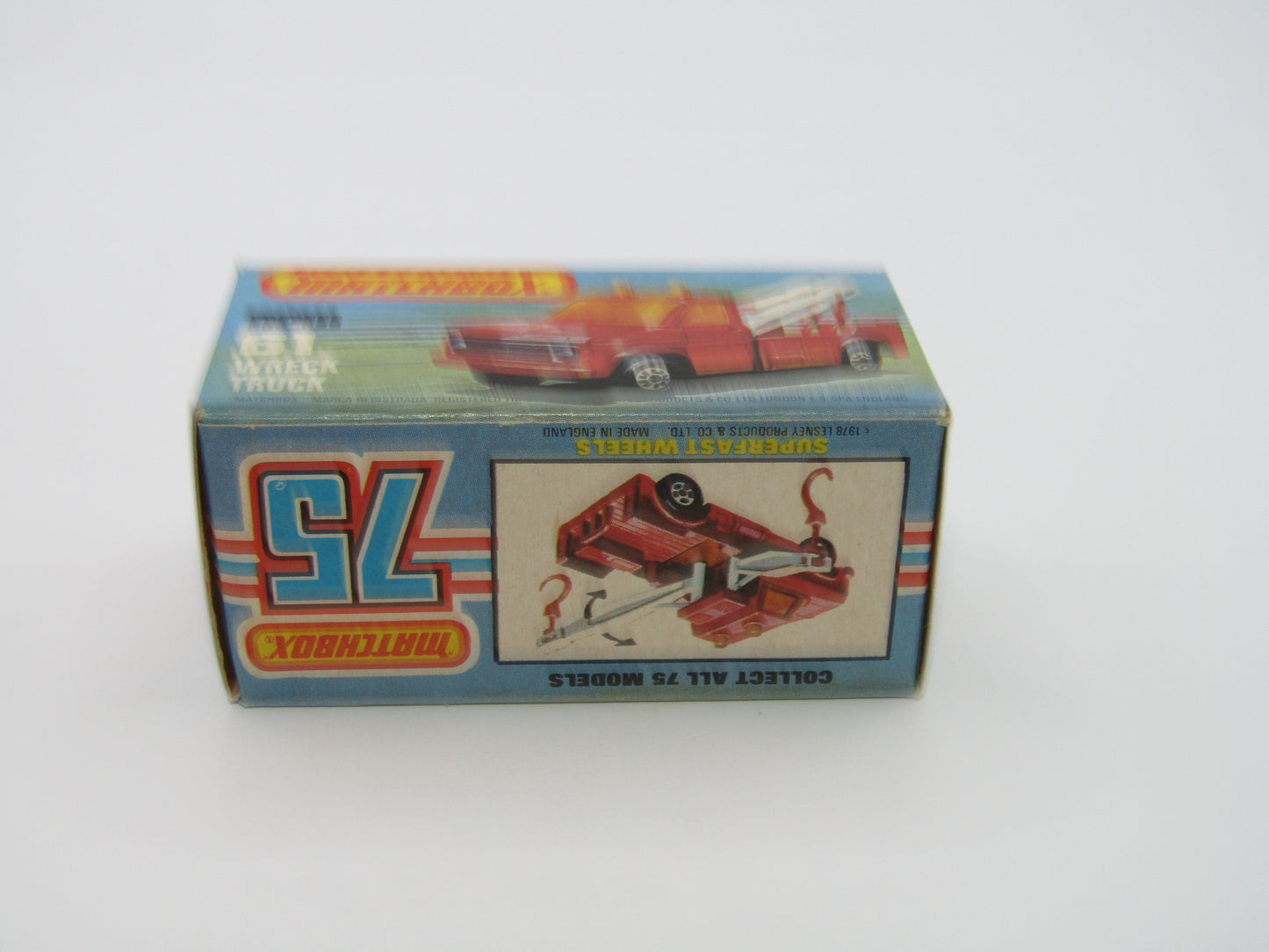 Matchbox Superfast 61B Wreck Truck VERY DARK YELLOW White Booms Red Hooks