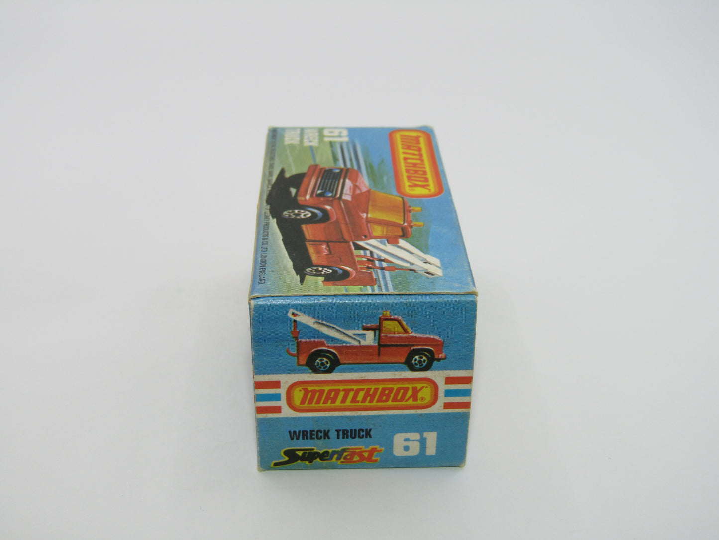 Matchbox Superfast 61B Wreck Truck Yellow Red Booms Black Hooks Unpainted Base
