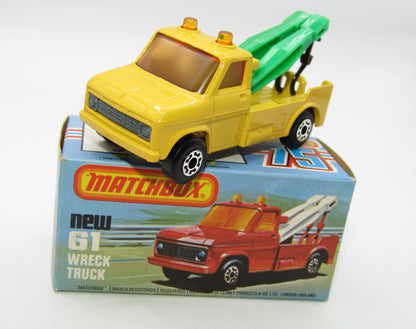 Matchbox Superfast 61B Wreck Truck GREEN Booms Black Hooks UNPAINTED Base