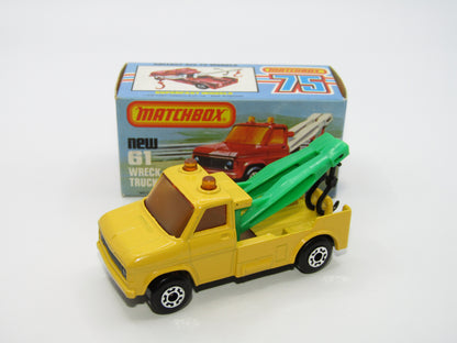 Matchbox Superfast 61B Wreck Truck GREEN Booms Black Hooks UNPAINTED Base
