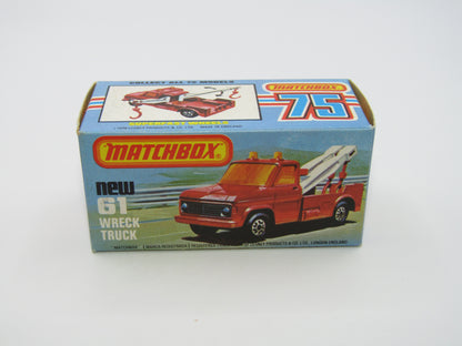 Matchbox Superfast 61B Wreck Truck GREEN Booms Black Hooks UNPAINTED Base
