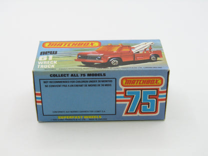 Matchbox Superfast 61B Wreck Truck GREEN Booms Red Hooks DARK AMBER Windows