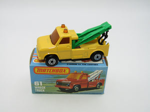 Matchbox Superfast 61B Wreck Truck GREEN Booms BLACK Hooks DARK AMBER Windows