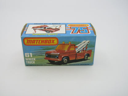 Matchbox Superfast 61B Wreck Truck GREEN Booms BLACK Hooks DARK AMBER Windows