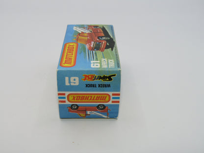 Matchbox Superfast 61B Wreck Truck GREEN Booms BLACK Hooks DARK AMBER Windows