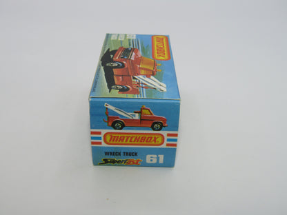 Matchbox Superfast 61B Wreck Truck GREEN Booms BLACK Hooks DARK AMBER Windows