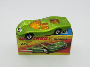 Matchbox Superfast 45A Ford Group 6 Lime Green PINK BASE Chrome Engine