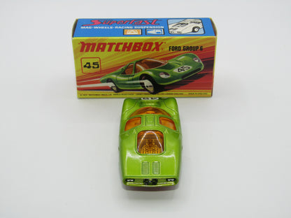 Matchbox Superfast 45A Ford Group 6 Lime Green PINK BASE Chrome Engine
