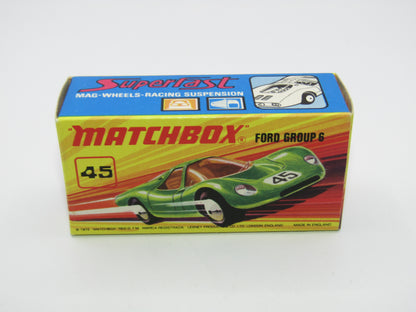 Matchbox Superfast 45A Ford Group 6 Lime Green PINK BASE Chrome Engine