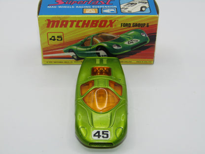 Matchbox Superfast 45A Ford Group 6 Lime Green YELLOW Base Chrome Engine
