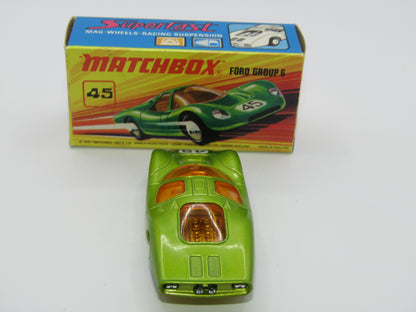 Matchbox Superfast 45A Ford Group 6 Lime Green YELLOW Base Chrome Engine