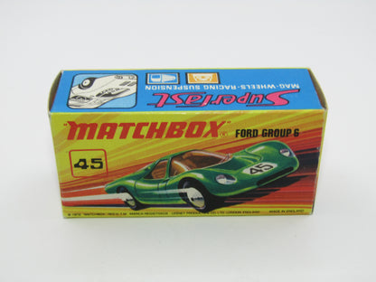 Matchbox Superfast 45A Ford Group 6 Lime Green YELLOW Base Chrome Engine