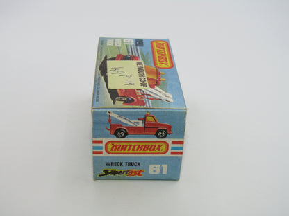 Matchbox Superfast 61B Wreck Truck White Booms Black Hooks Gloss Black Base
