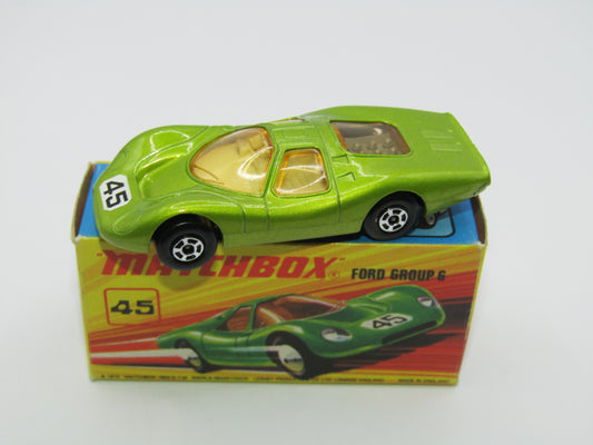 Matchbox Superfast 45A Ford Group 6 Lime Green Lt Amber Windows GREY Engine