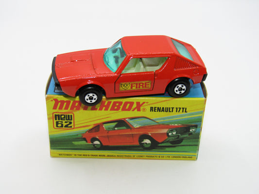 Matchbox Superfast 62C Renault 17TL Dark Orange FIRE Labels