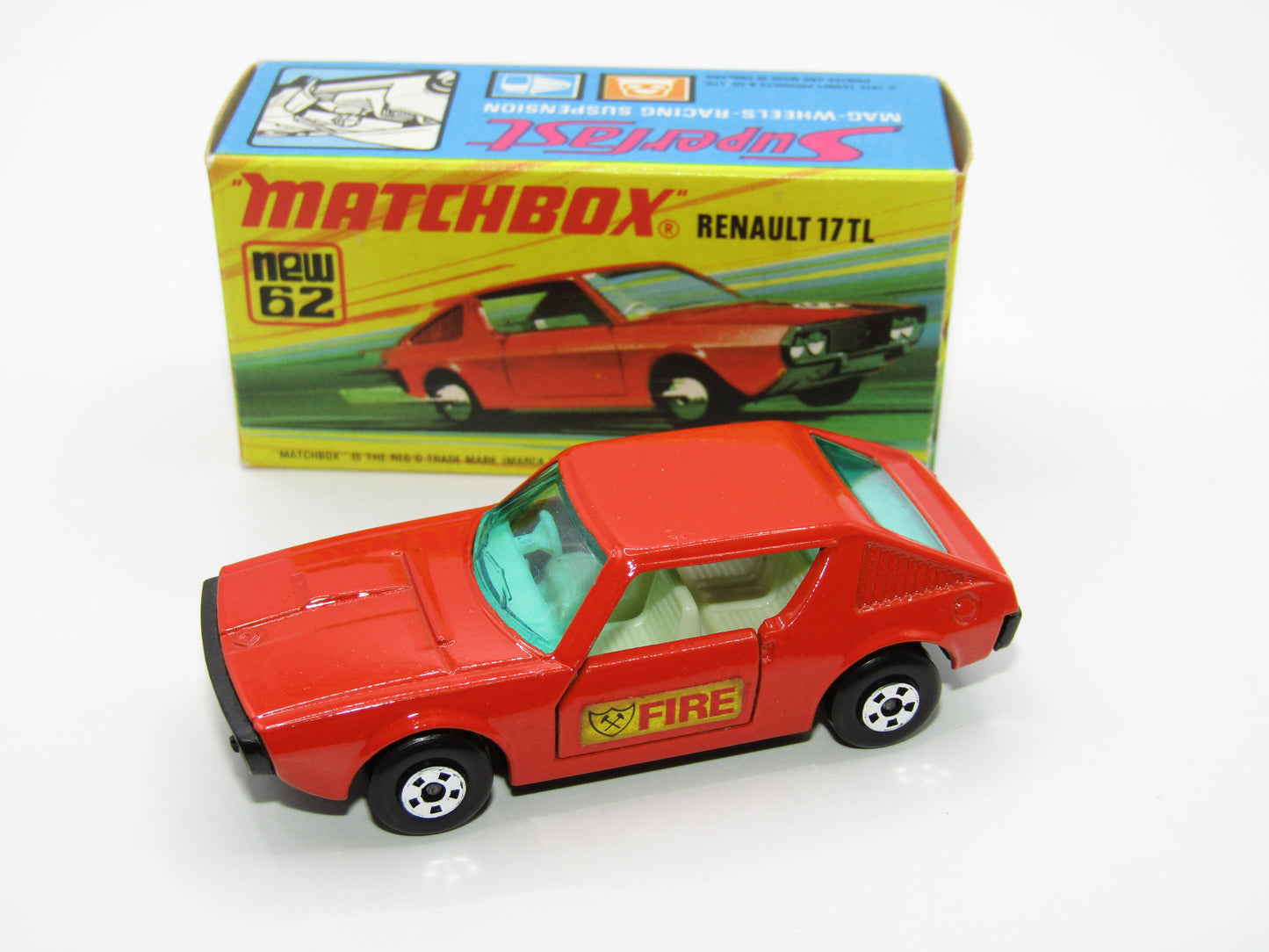 Matchbox Superfast 62C Renault 17TL Dark Orange FIRE Labels