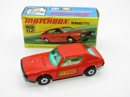 Matchbox Superfast 62C Renault 17TL Dark Orange FIRE Labels