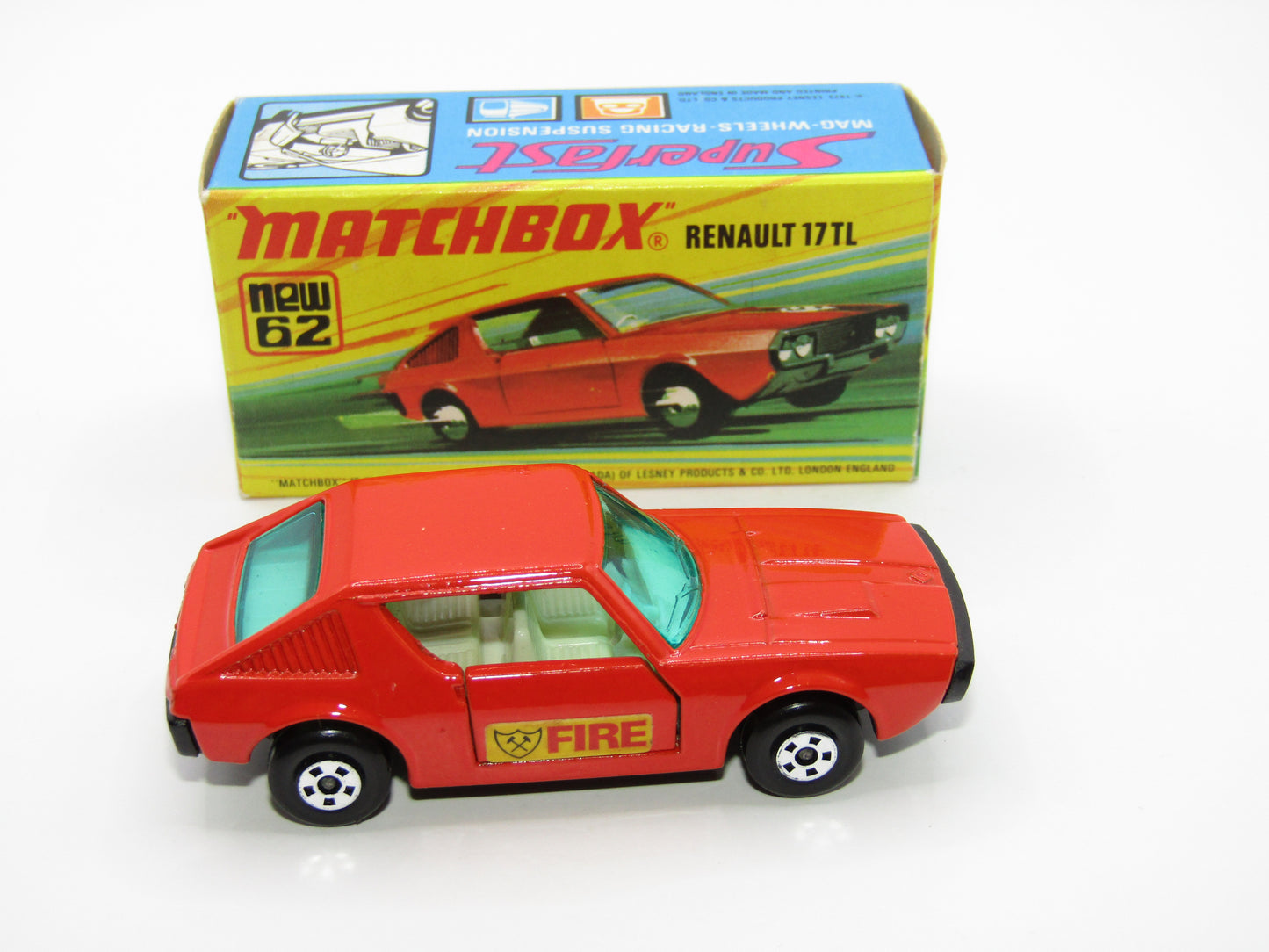 Matchbox Superfast 62C Renault 17TL Dark Orange FIRE Labels