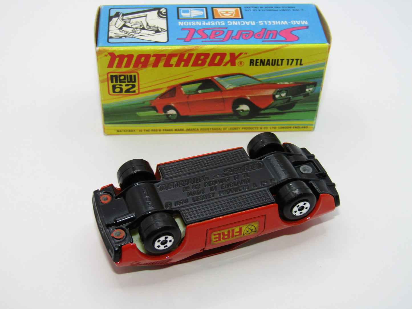 Matchbox Superfast 62C Renault 17TL Dark Orange FIRE Labels