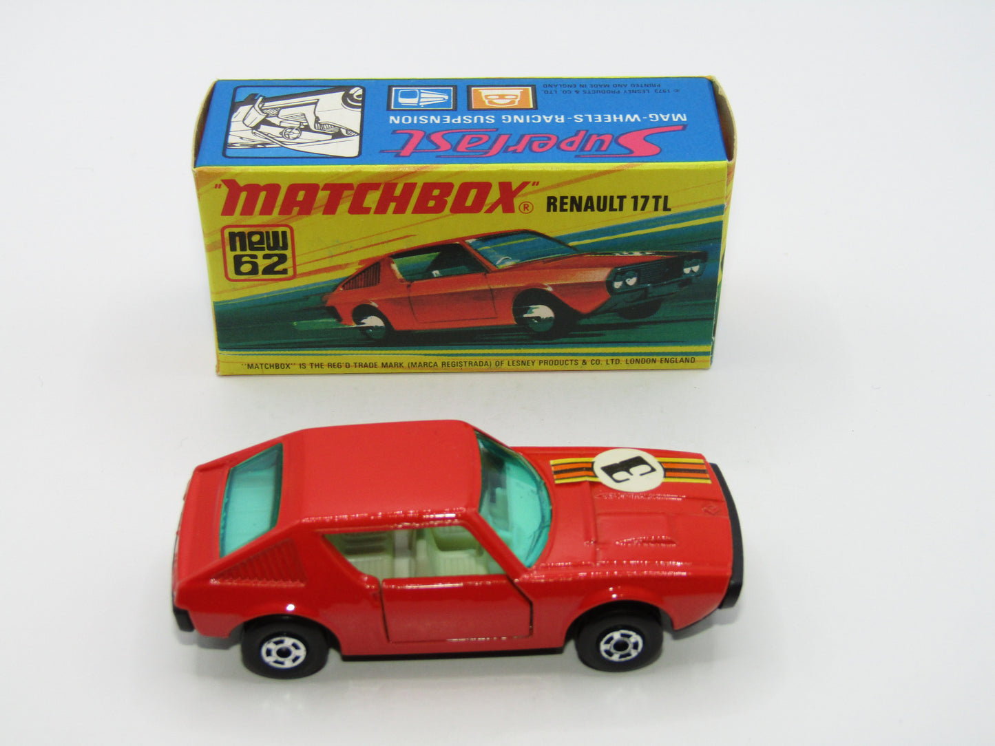 Matchbox Superfast 62C Renault 17TL "3" Label from no 3B Monteverdi Hai