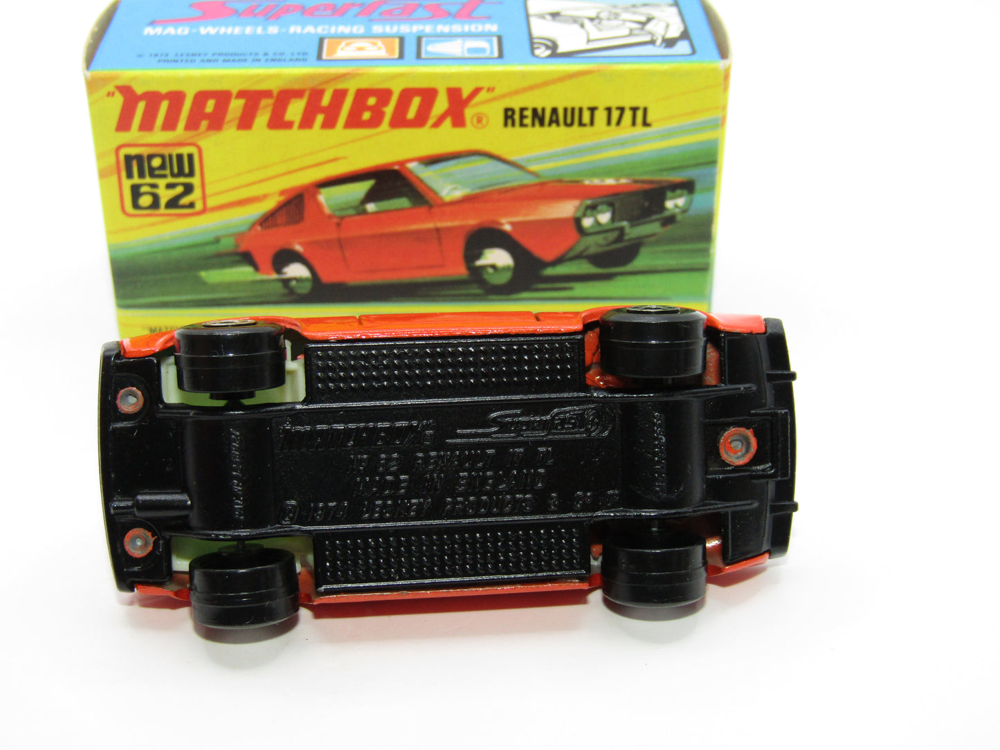 Matchbox Superfast 62C Renault 17TL LIGHT ORANGE 5 Spoke Small Slot "6" Label