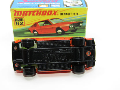 Matchbox Superfast 62C Renault 17TL LIGHT ORANGE 5 Spoke Small Slot "6" Label