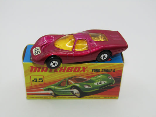 Matchbox Superfast 45A Ford Group 6 Magenta 5 Spoke SMALL SLOT Wheels 45 Label